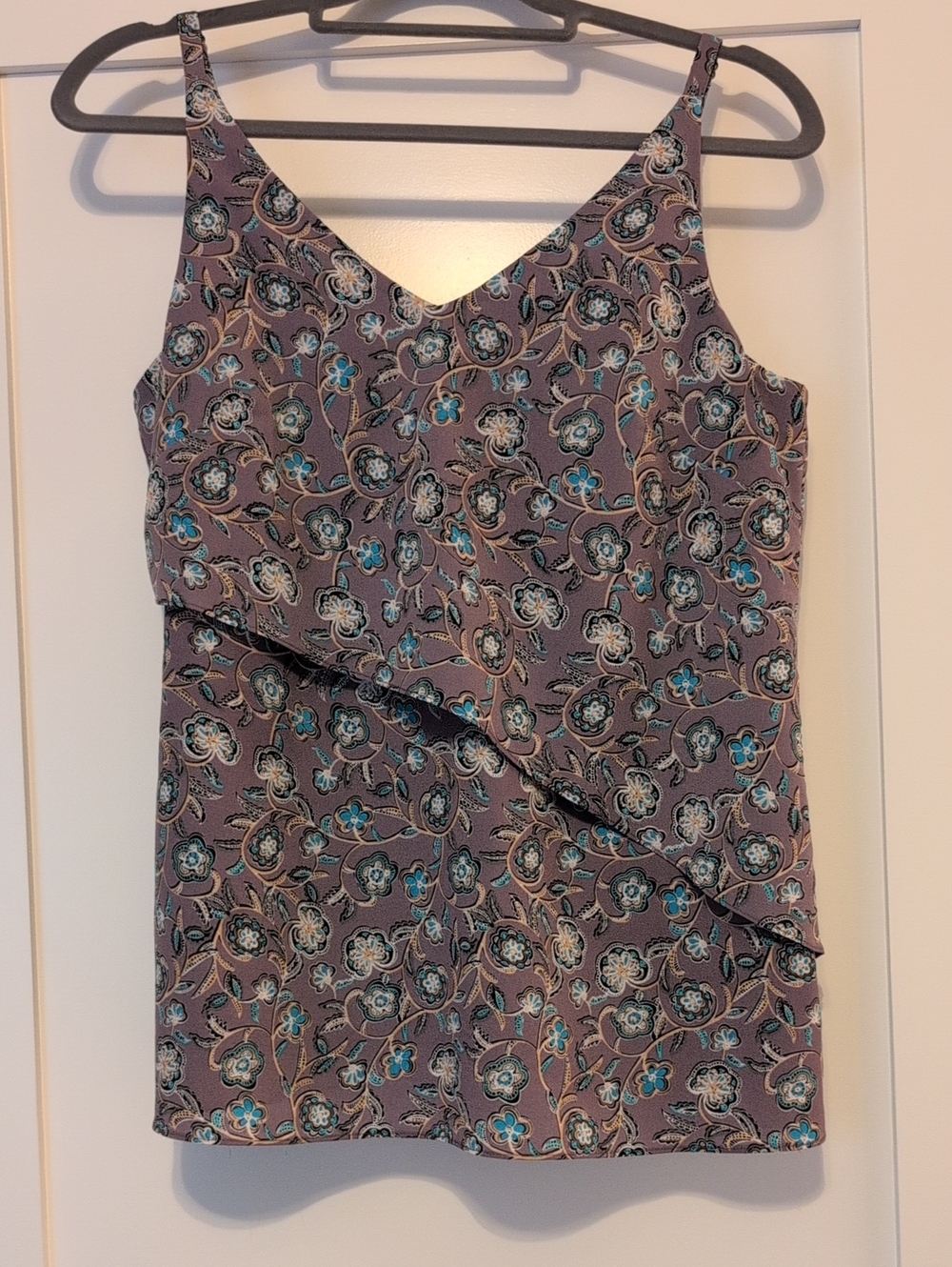 CAbi Lavender Floral Cami with Teal Accents